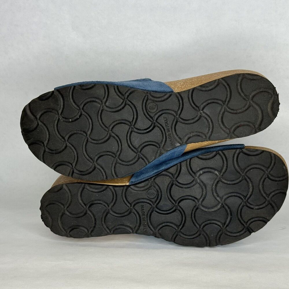 A. Giannetti Mirta Wedge Slip On Sandals Womens Size 6 Blue Suede Leather Italy‎ - Picture 9 of 11